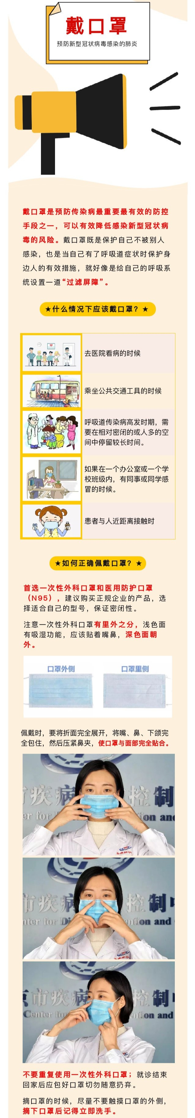 预防新型冠状病毒感染的肺炎，佩戴口罩最重要